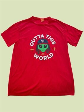 Washington Nationals “Outta This World” Red Graphic‎ Tee with Alien Design